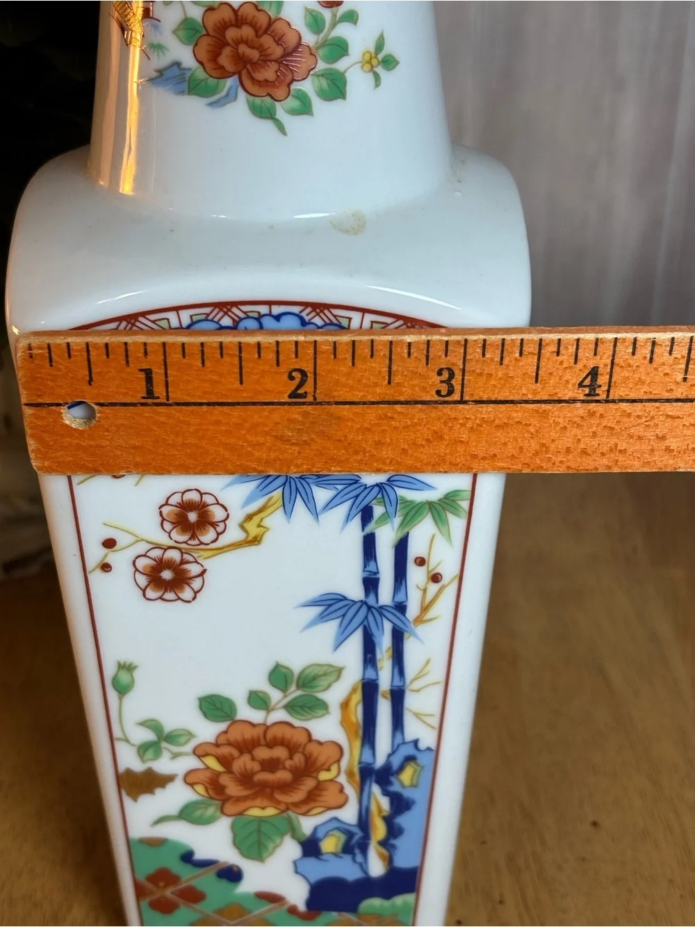 Vintage Miyako Imari Ware Handcrafted Porcelain Square Vase Excellent Condition